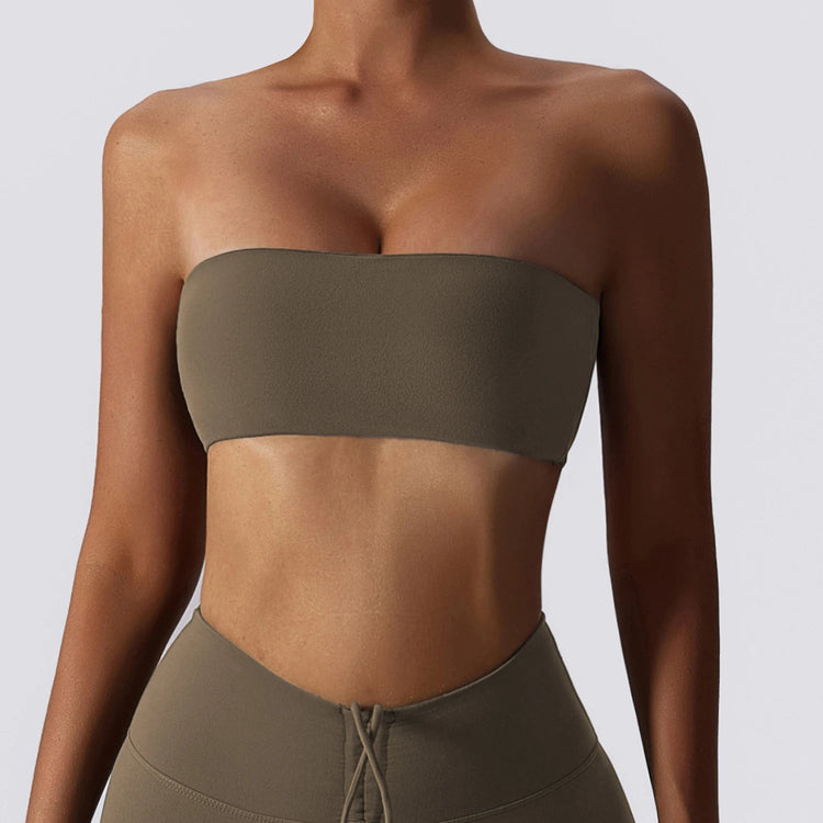 Strapless Sports Bra Gym Crop Top Women Quick-Drying Yoga Clothes Women Tube Bra Fitness Chest Wrap Underwear Workout Bra Female Khamik Shop Online