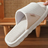 Linen Slippers Women And Men Household Indoor Floor Slippers Daily Home Simple Plain Mute Anti-Slip Comfortable Slippers Khamik Shop Online