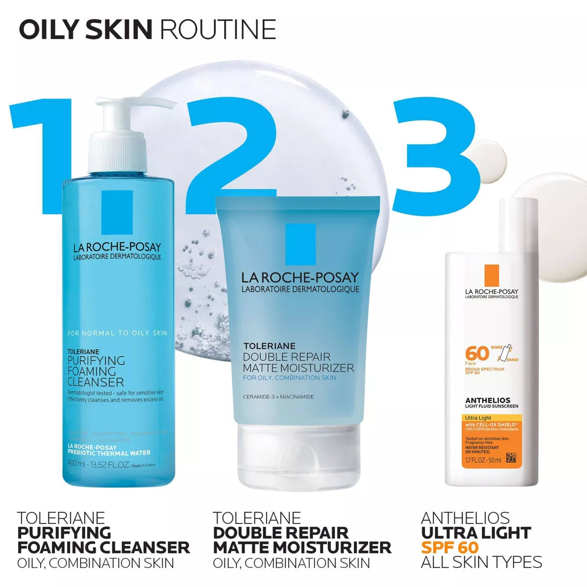 La Roche Posay, Toleriane Double Repair Matte Face Moisturizer, Daily Gel Face Moisturizer with Ceramide and Niacinamide for Oily Skin - 3.38 Fl Oz