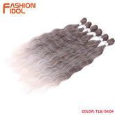 FASHION IDOL Water Wave Hair Bundles Synthetic Hair Extensions Ombre Blonde Hair Weave Bundles 6pcs 20" High Temperature Fiber Khamik Shop Online
