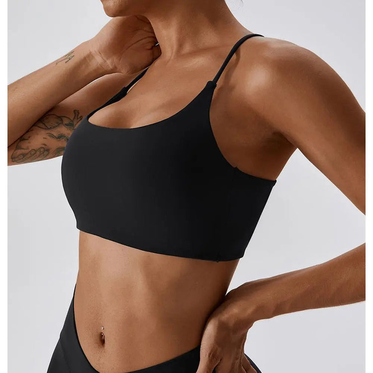 Solid Color U-Shaped Multi-Strap Cross Back Women Fitness Sports Bra Top Gym Yoga Athletic Tight Workout Jog Soft With Chest Pad Khamik Shop Online
