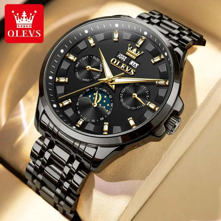 OLEVS 7070 Automatic Watch Men Moon phase Waterproof Men Watches Stainless steel Luxury Mechanical Watch for Men Khamik Shop Online