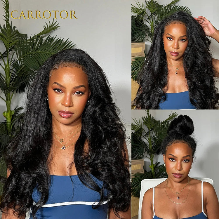 Kinky Straight And Body Wave 5x5 Transparent Lace Closure Pre Plucked Human Hair Glueless Wig Ready To Wear For Daily Use Khamik Shop Online