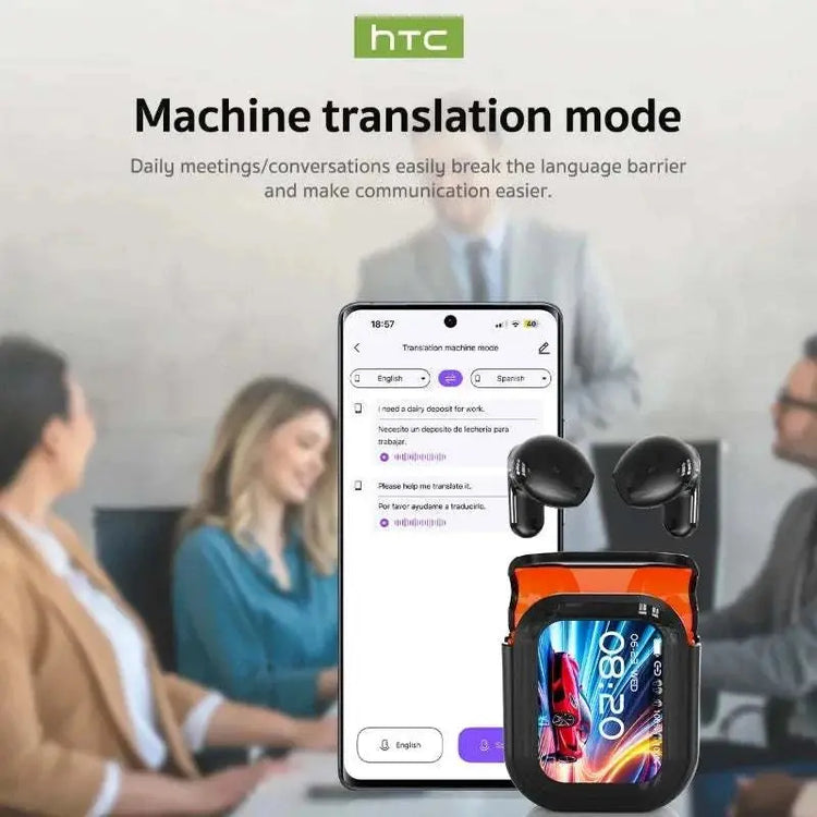 Translator HTC NE20 New Bluetooth 6.0 Wireless Headphones Translation Earphones IPX4 Waterproof Rating Long Battery Life Khamik Shop Online