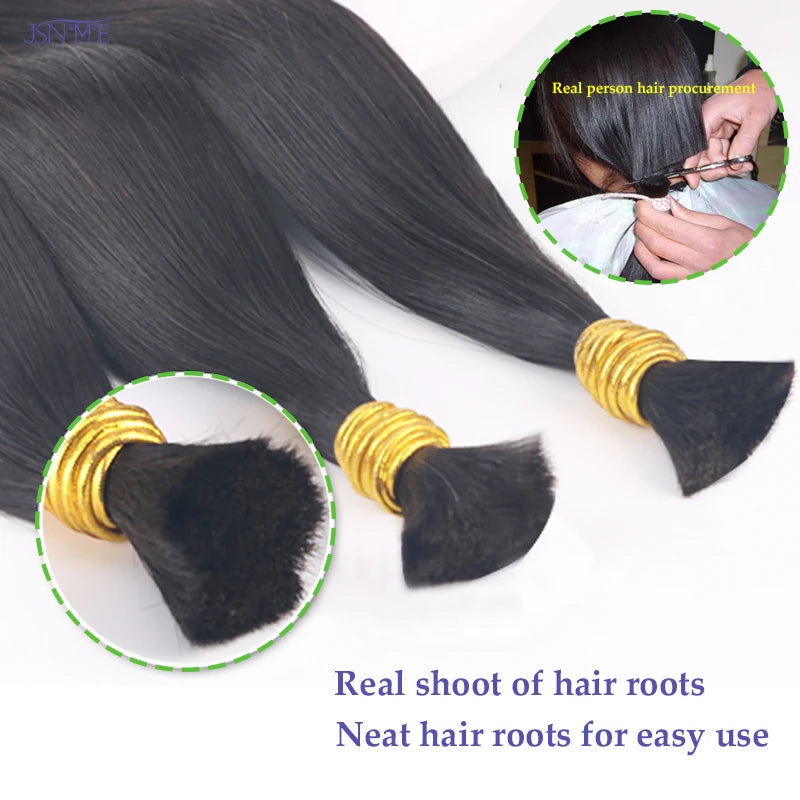 JSNME Bulk Human Hair Extensions 100% Real Human Hair Extension Straight 50g Black Brown Blonde 613 Color For Salon 14"-26" Inch Khamik Shop Online