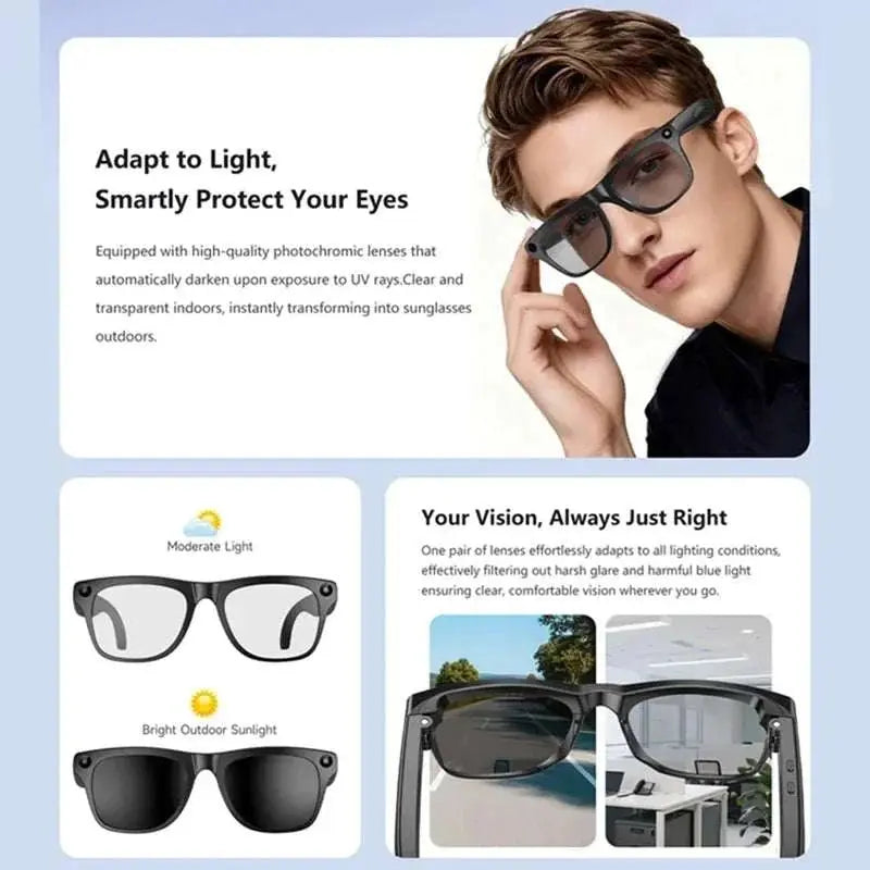 Lenovo AI Smart Glasses 8K HD Photochromic Multifunction Bluetooth Calling Voice Assistant Music Player Translate Camera HOT Khamik Shop Online