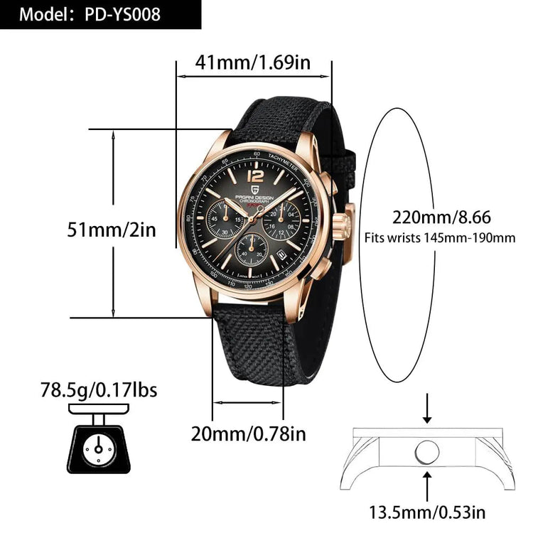 PAGANI DESIGN New Mens Watch 41mm Chronograph 100M Waterproof Wristwatch Top Brand VK63 Quartz Watches for Men Gift Reloj Hombre Khamik Shop Online
