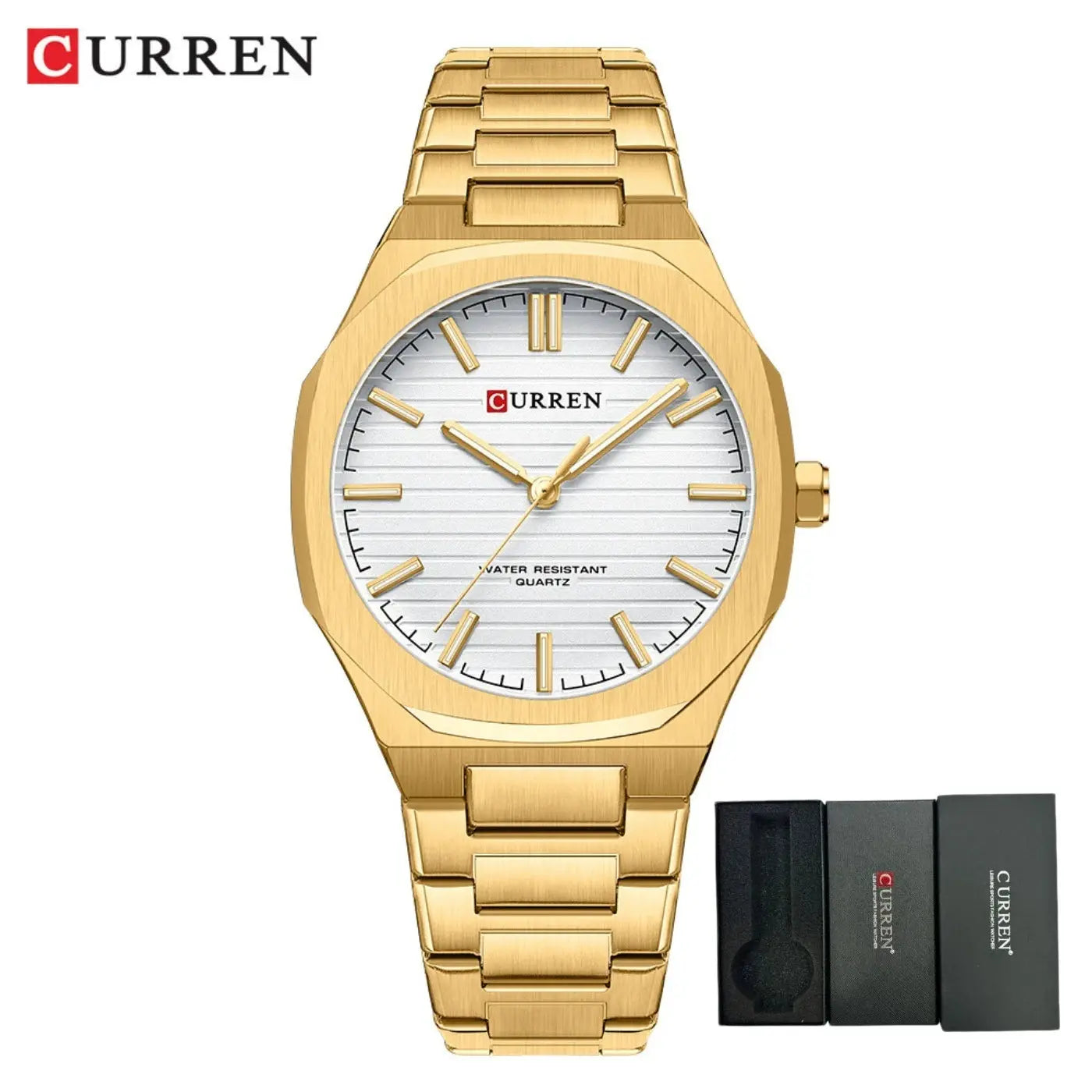 CURREN 8456 Business Quartz Stainless Steel Strap Watch Square Dial Casual Style Wristwatch with Waterproof Function Khamik Shop Online
