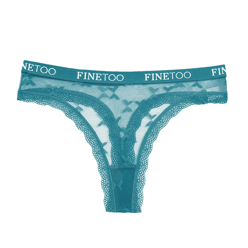FINETOO Sexy Lace Thongs Women Panties Low Waist Underwear Women Solid Comfortable Female Underpants Breathable Lingerie
