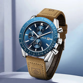 LIGE Leather Watches Men Fashion Business 30M Waterproof Quartz Wristwatch Chronograph Date Luxury Luminous Sports Man Watch+Box Khamik Shop Online
