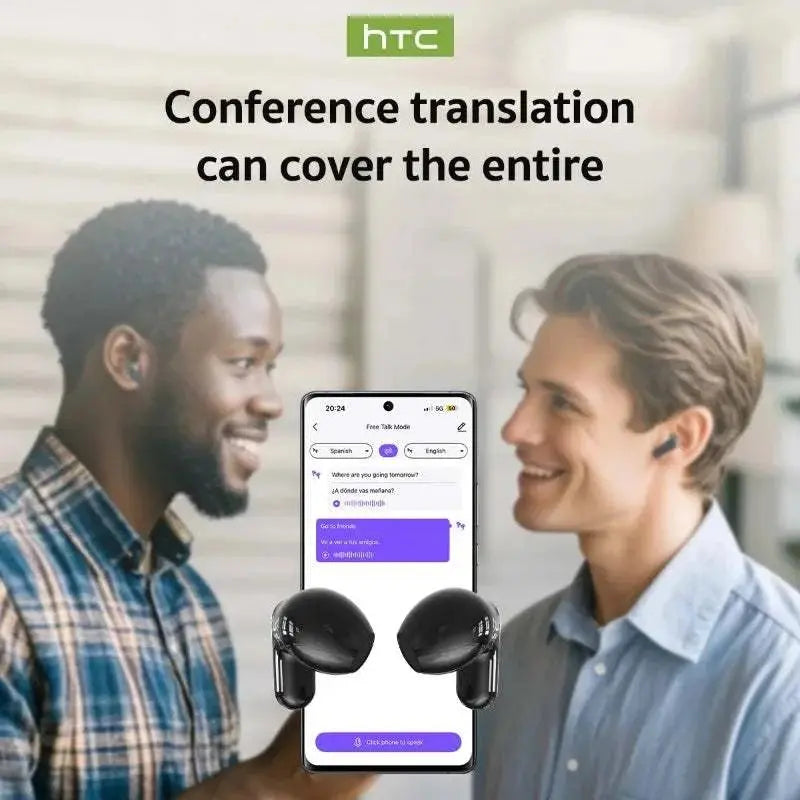 Translator HTC NE20 New Bluetooth 6.0 Wireless Headphones Translation Earphones IPX4 Waterproof Rating Long Battery Life Khamik Shop Online