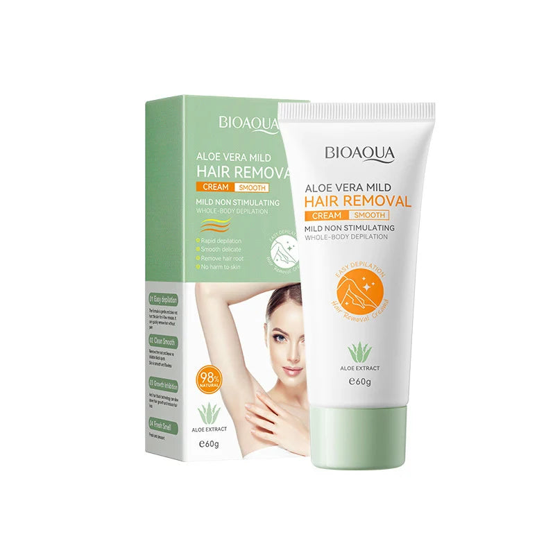 Aloe Vera Hair Removal Cream, Natural Underarm & Full Body Hair Remover, Skin Soothing & Moisturizing Depilatory Cream