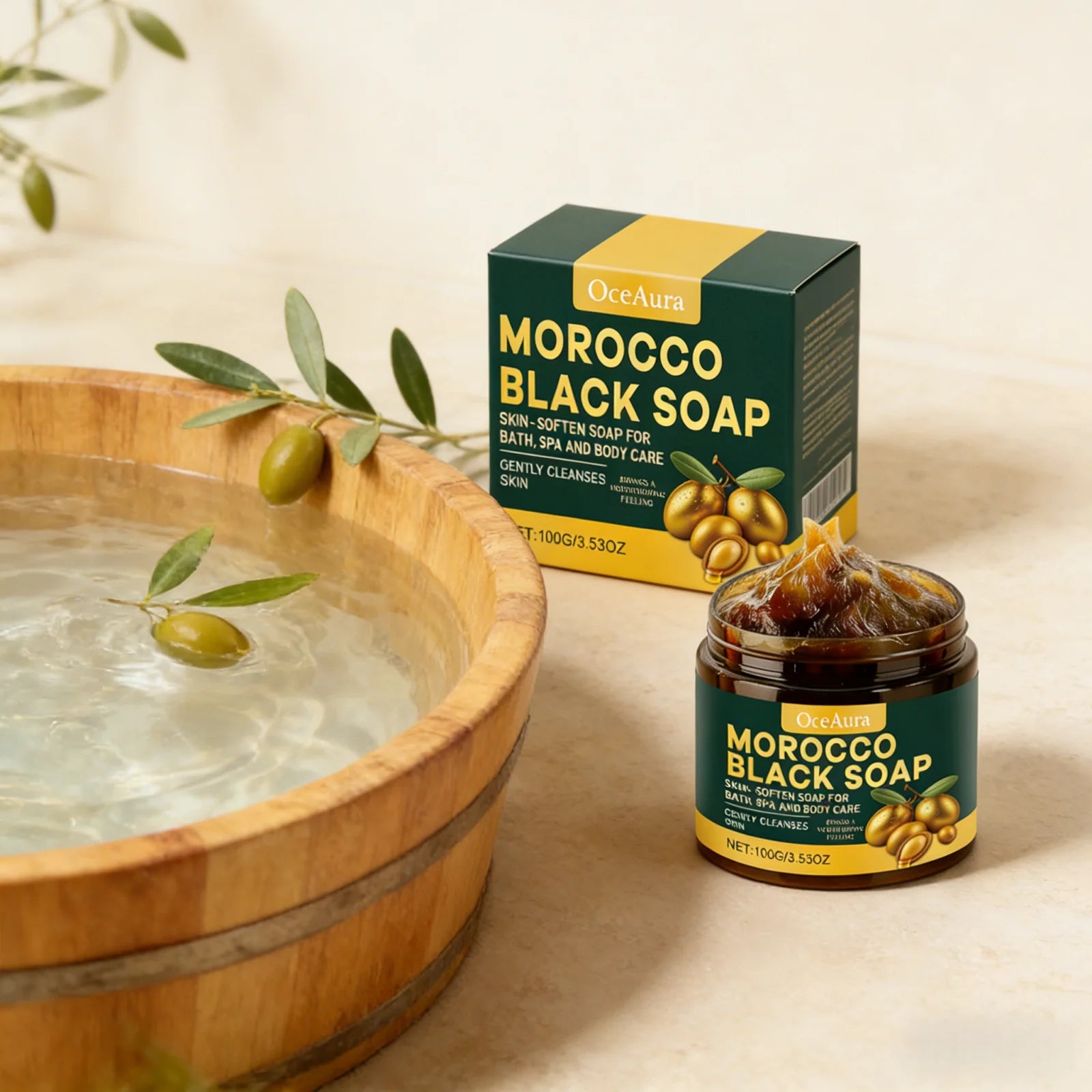 Morocco Black Soap Deep Cleaning Remove Dead Skin Cells Gentle Care Body Moisturizing Brighten Skin Smoothing Soap 100G