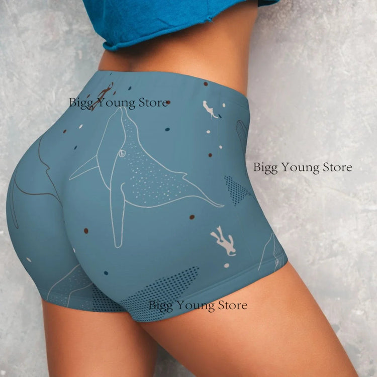 Women Yoga Shorts Sharks And Whales Workout Shorts Fitness quick-dry Ladies Yoga Gym Running Booty Shorts Pants Sportswear Khamik Shop Online