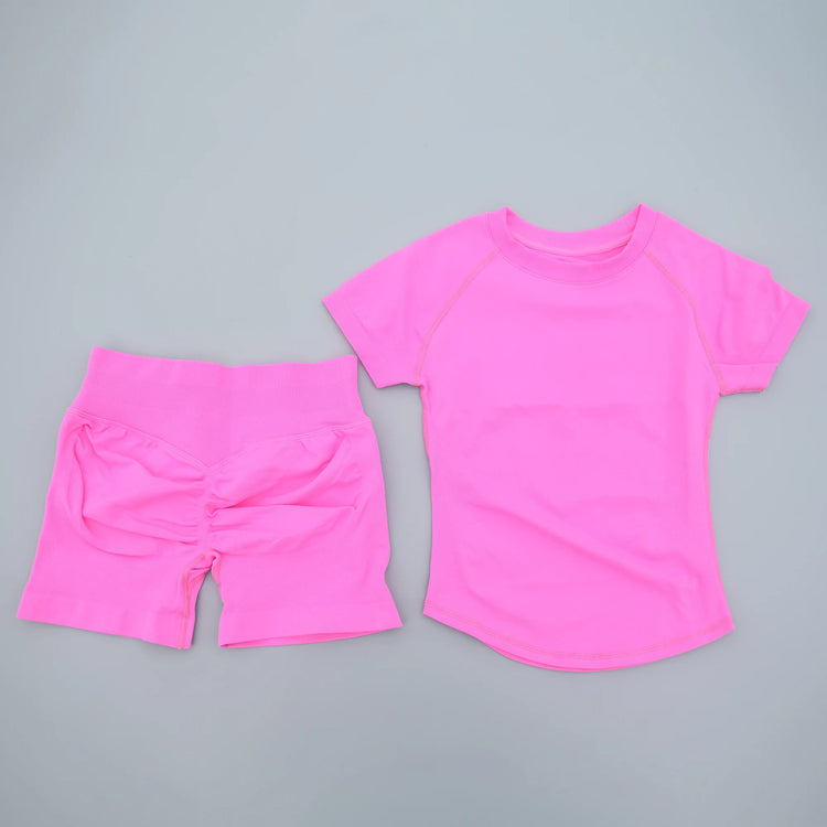 AURA SHARK 2 Piece Yoga Set Women Seamless Short Sleeve T Shirt High Waist Shorts Fitness Workout Clothes Gym Suit Activewear Khamik Shop Online