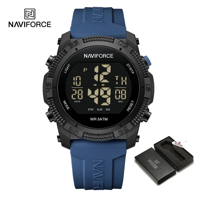 NF7104 Men'S LCD Digital Casual Date and Week Alarm Waterproof Silicone Strap Electronic Watch