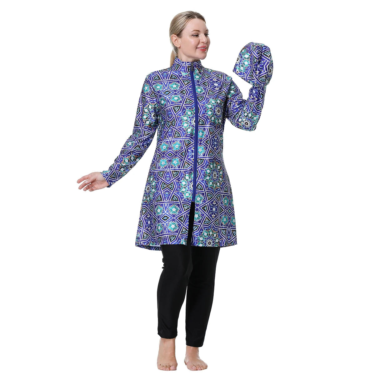 H1024 Muslim Women Fullcoverage  Long Sleeves Cover Up Burkinis Three Pieces Plus Size Printing  Swimwear Suits Khamik Shop Online