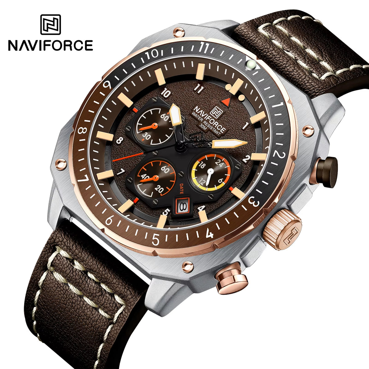 Sports Multifunction Waterproof Watches for Men Fashion Leather Luxury Brand Quartz Analog Luminous Square Wrist Watch