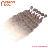 FASHION IDOL Water Wave Hair Bundles Synthetic Hair Extensions Ombre Blonde Hair Weave Bundles 6pcs 20" High Temperature Fiber Khamik Shop Online