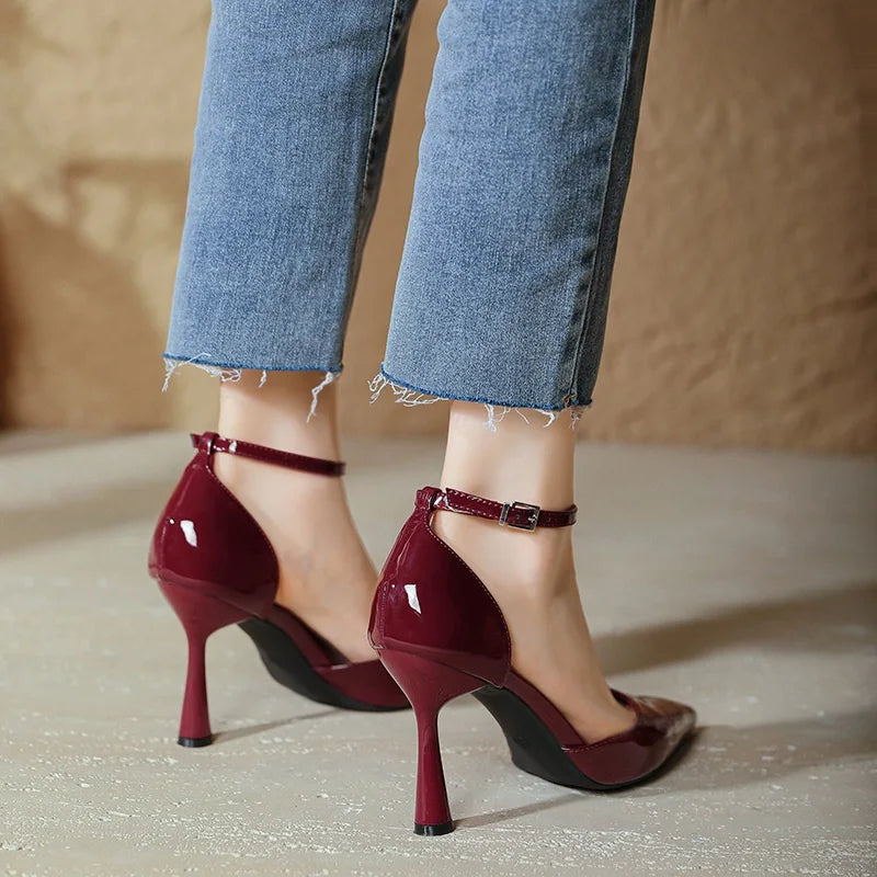 New Lady Shoes Ladies Summer Dress Shoes  Patent Leather Sexy Heel Sandals Buckle Female Footwear Lady Sandals Lady Sandals S034 Khamik Shop Online