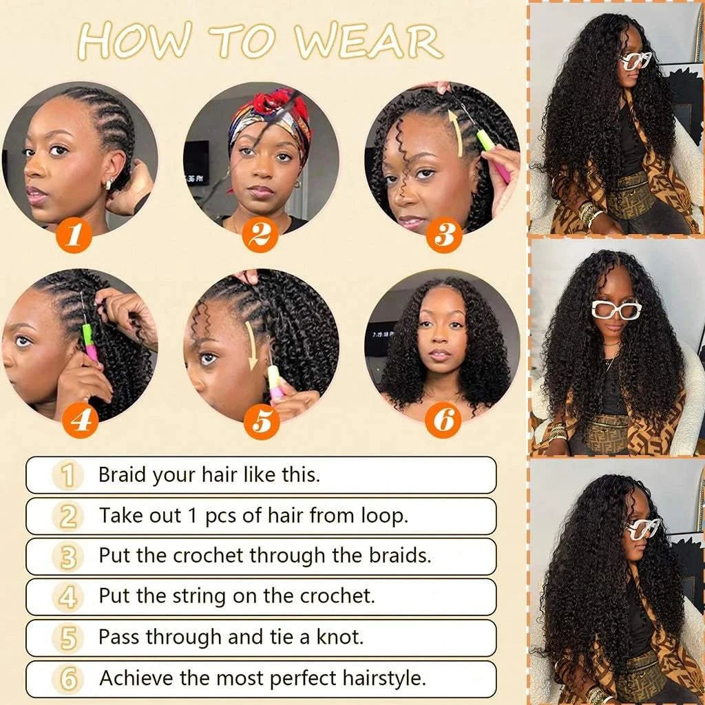 Geeta 100% Human Hair Feather Crochet 12A 240g 300g Deep Wave Pre-Separated Feather Crochet Invisible Crochet Hair Extensions Khamik Shop Online