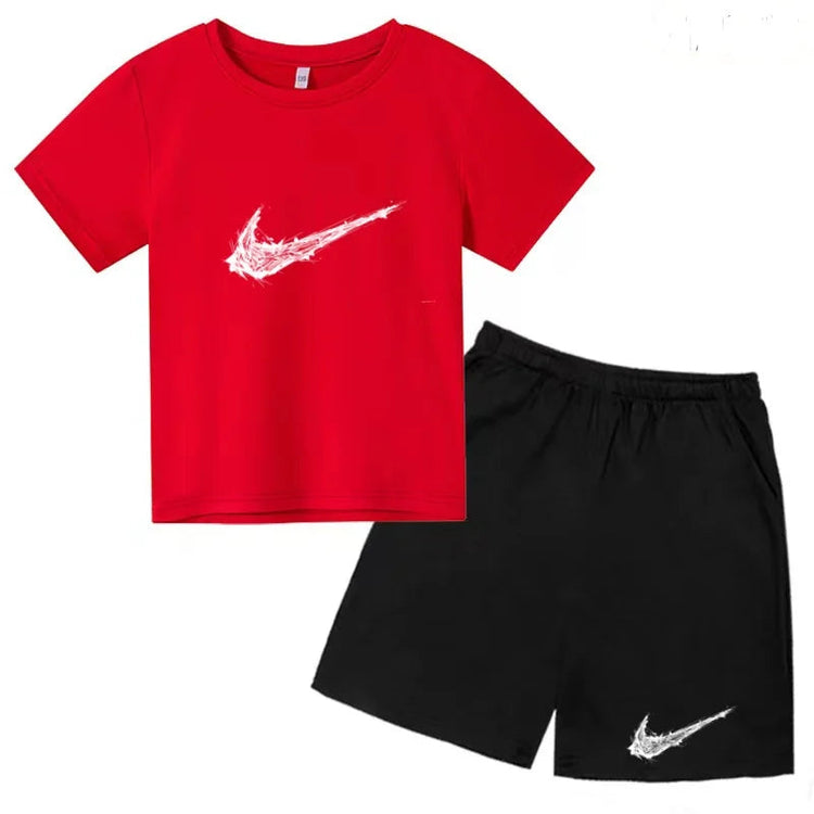 Summer Brand White T-shirt+Shorts Two-piece Set Kids New Clothing Fashion Letter Boy Girl3-13Yrs Sports Short-sleeved Casual Set Khamik Shop Online