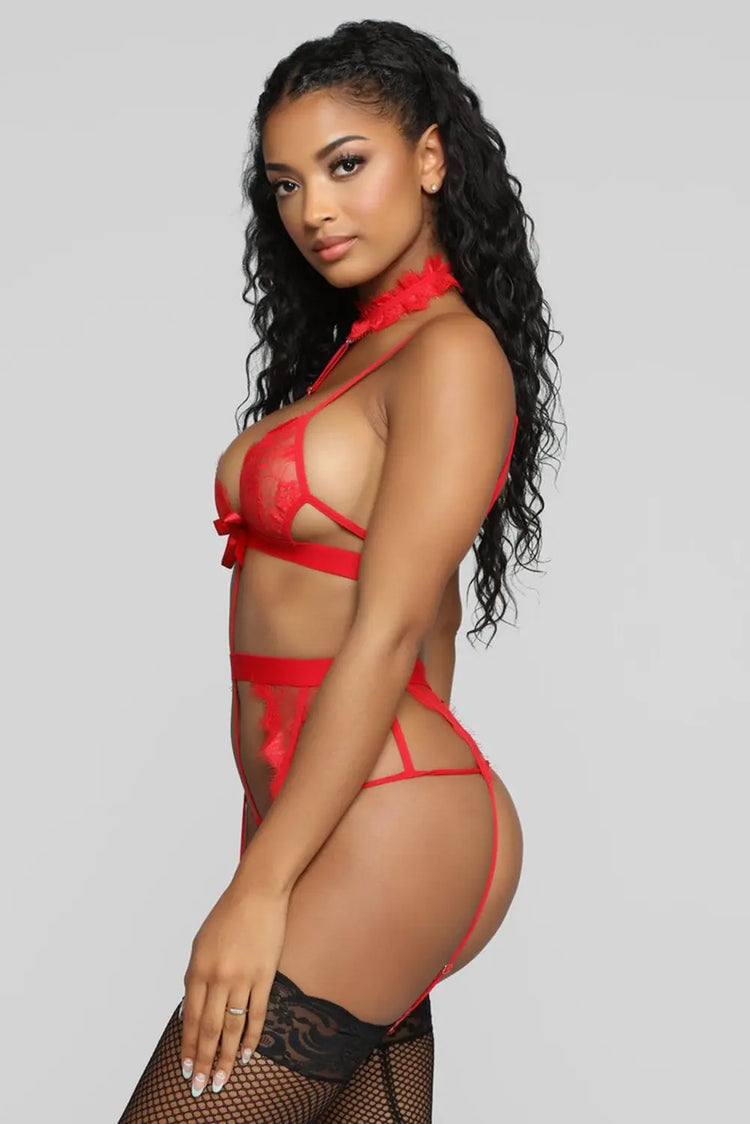 Choker Lace Bralette Lingerie Set with Garter Belt Jade