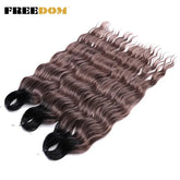 FREEDOM Synthetic Curly Braiding Hair Extensions 24 Inch/60 cm Long Deep Wavy Twist Crochet Braids Hair Ombre Brown Rainbow Hair Khamik Shop Online