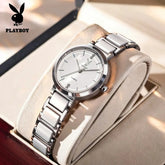 PLAYBOY 3128 Brand original authentic watch for woman Gift Box Ceramic strap quartz women&