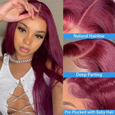 99J Burgundy Colored Human Hair 13x6 Transparent HD Lace Front Wig 40 42 Inches Brazilian Remy Hair Pre Plucked 13x4 Lace Frontal Wig For Women Khamik Shop Online