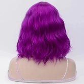 Short Purple Wavy Synthetic Wig With Side Bangs for Women Daily Cosplay Party Wear Khamik Shop Online