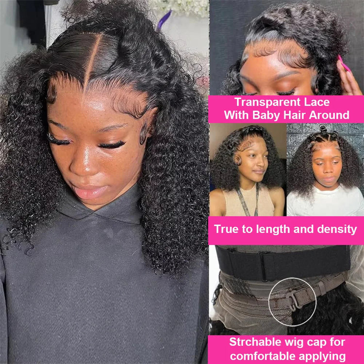 Water Wave Lace Front Wig Deep Free Part Lace Closure Wigs Bob Lace Wigs Brazilian Wet and Wavy Human Hair Wigs for Black Women Pre plucked Can be Dyed 12 14 16Inch Khamik Shop Online