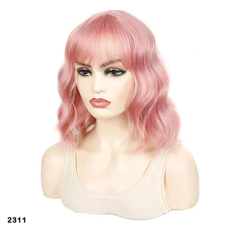Jeedou 14 Inch Water Wave Bob Wig With Air Bangs Matte Synthetic Short Wavy Wigs For Women Daily Cosplay Colorful Wig Khamik Shop Online