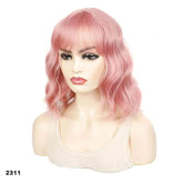 Jeedou 14 Inch Water Wave Bob Wig With Air Bangs Matte Synthetic Short Wavy Wigs For Women Daily Cosplay Colorful Wig Khamik Shop Online