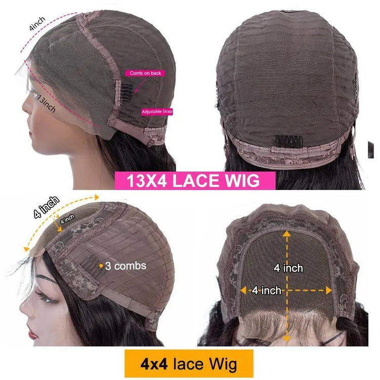 Deep Wave 180% Density 4x4 Short Bob 13x4 Lace Front Human Hair Wig Cerise Alfie