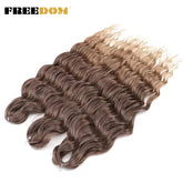 FREEDOM Synthetic Curly Braiding Hair Extensions 24 Inch/60 cm Long Deep Wavy Twist Crochet Braids Hair Ombre Brown Rainbow Hair Khamik Shop Online