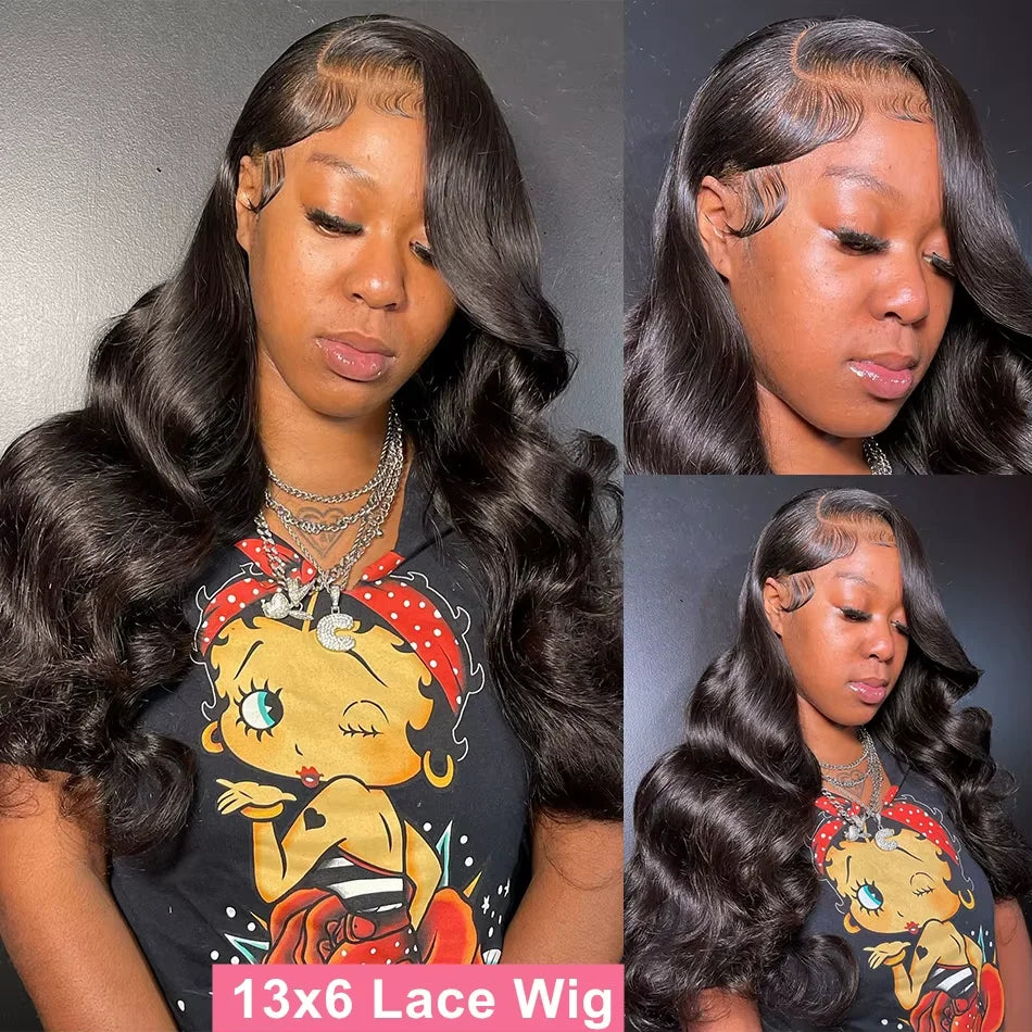 300% Density Body Wave 13x6 HD Lace Frontal Human Hair Wigs Pre Plucked Brazilian Hair 13x4 Lace Frontal Wigs Curly Human Hair Khamik Shop Online