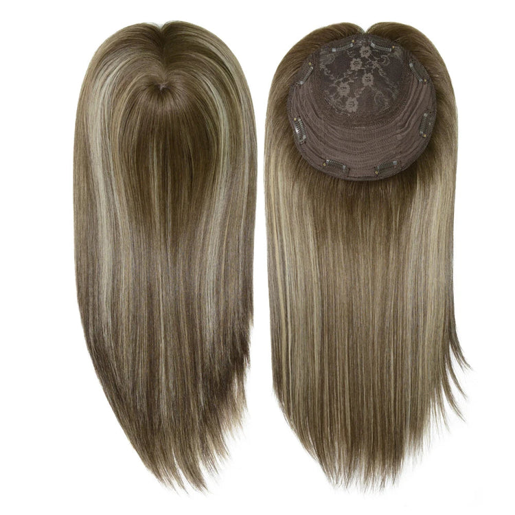 14 Inches Mogolian Cuticle Remy Hair Topper Silky Straight 8x8” Jewish Kosher Human Hairpieces Topper Free Style 120% Density Khamik Shop Online