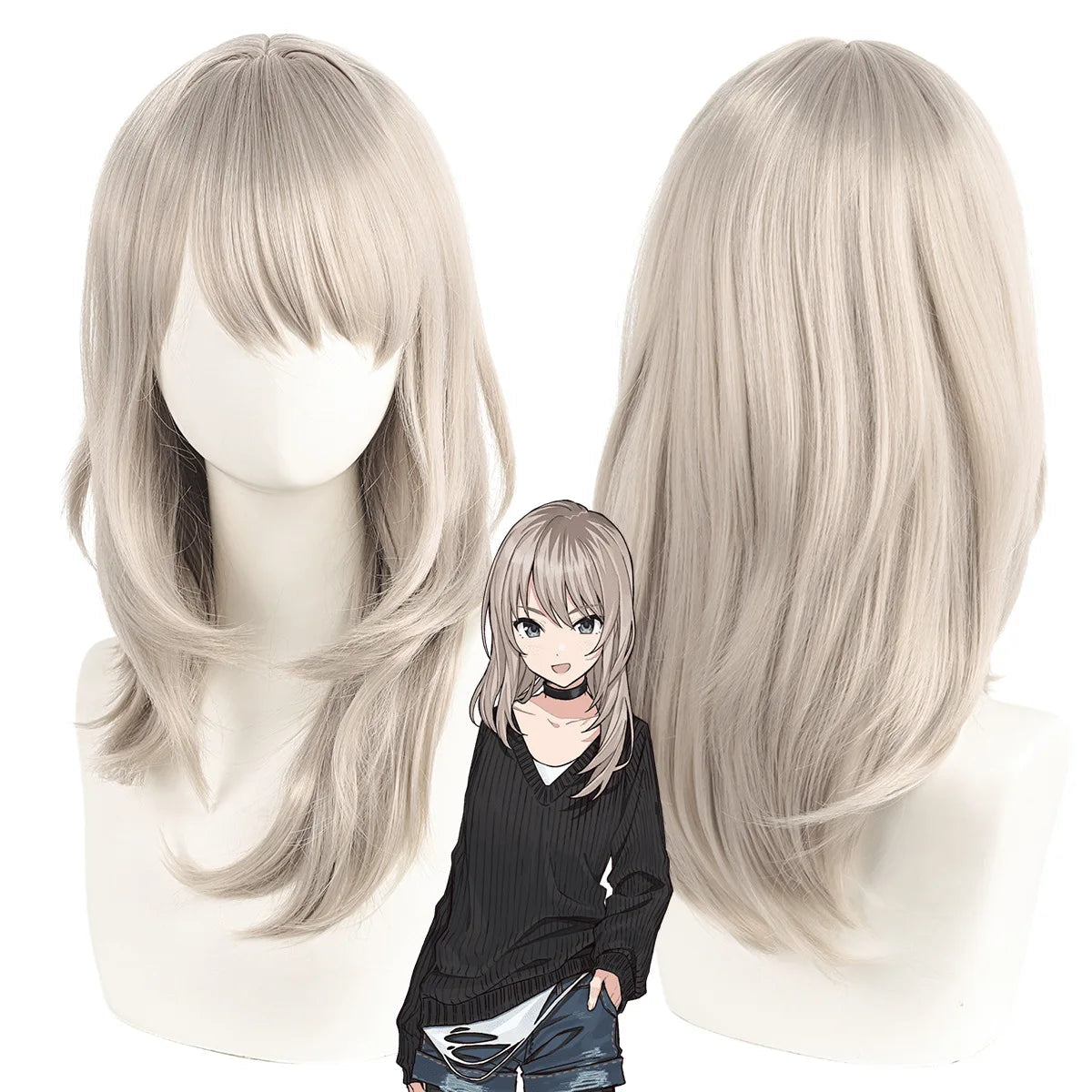 Long Straight Synthetic Wig Natural Ash Blonde Cosplay Hair for Women Anime Girl Costume Daily Party Heat Resistant Fiber Khamik Shop Online