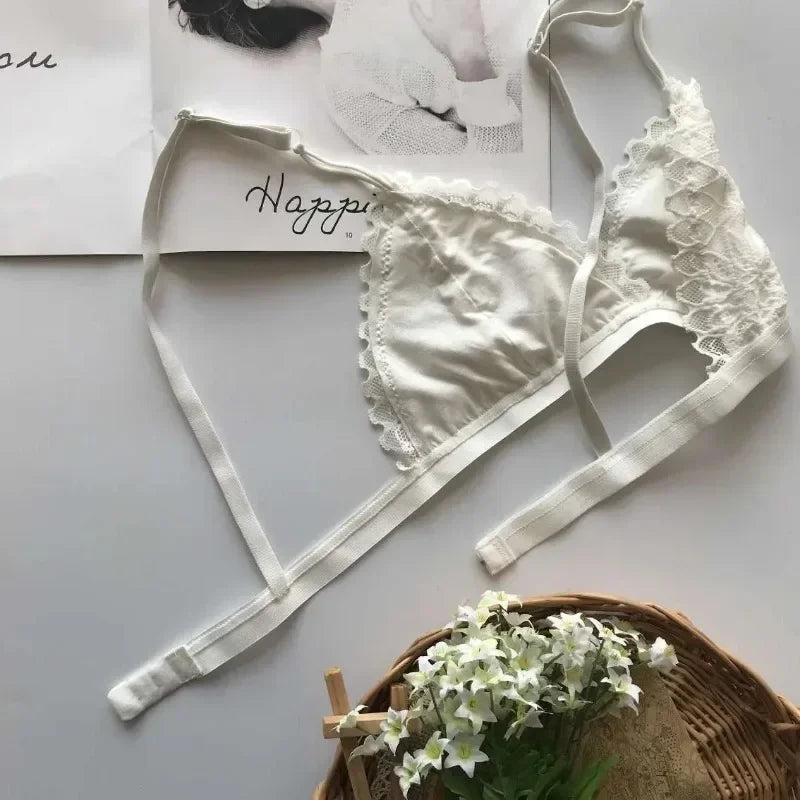 Summer Sexy Lace Tube Top Women Hollow Out Bralette Thin Chest Girl Bras Seamless Transparent Lingerie French Underwear Khamik Shop Online