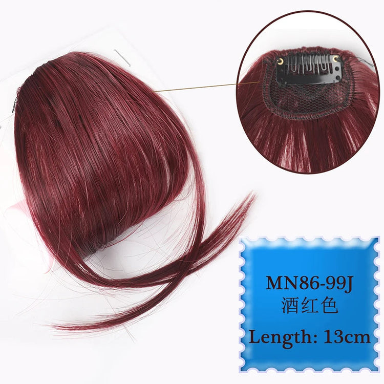 Synthetic Hair Clip In Bangs Brown Colored Invisible Front Fringes Clip in Hair Air Bangs Natural Black Fake Hair Bangs For Girl Khamik Shop Online