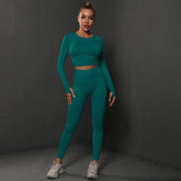 2Pcs Women Sets Energy Seamless Gym Suits Bubble Butt Sports Pants+Long Sleeve Shirts Push Up Running Sets Tracksuits Tights Set Khamik Shop Online