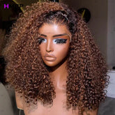 400 Density Brown Kinky Curly Color WIg 13x6 HD Lace Frontal Wig 100% Human Hair Wigs For Women 4x4 Lace Frontal Wig Pre plucked Khamik Shop Online