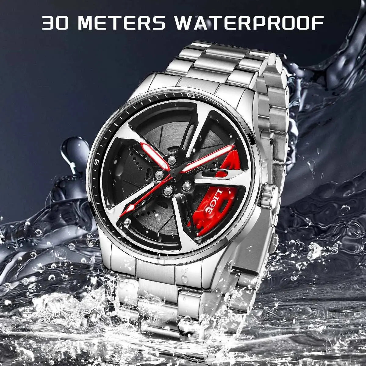 LIGE Unique Creative Quartz Man Watch Steel Band Casual Sports Waterproof Luminous Rotating Wheel Dial Watches for Men Gifts Box Khamik Shop Online