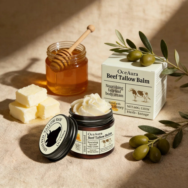 OceAura Beef Tallow Honey Balm Smooth Skin Barrier Repair Care Anti Cracking Body Moisturizer Olive Oil Nourishing Face Cream Khamik Shop Online