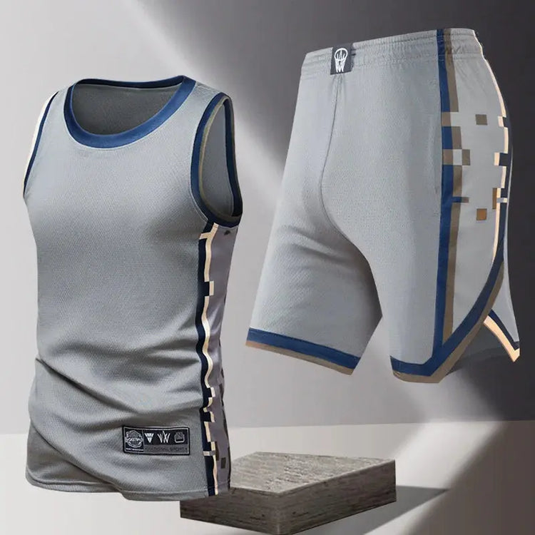 Summer Daily Outdoor Leisure Trend Versatile Sportswear Men Fashion Trend Sports Sleeveless Vest Five Quarter Shorts 2-piece Set Khamik Shop Online