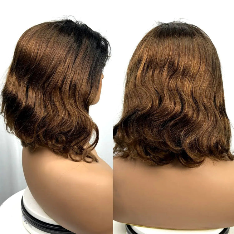 250% Density Colored Body Wave Human Hair Wigs 12inch 12A 100% Human Hair 4x4 Transparent Lace Closure Wavy Hair Wigs for Women Khamik Shop Online