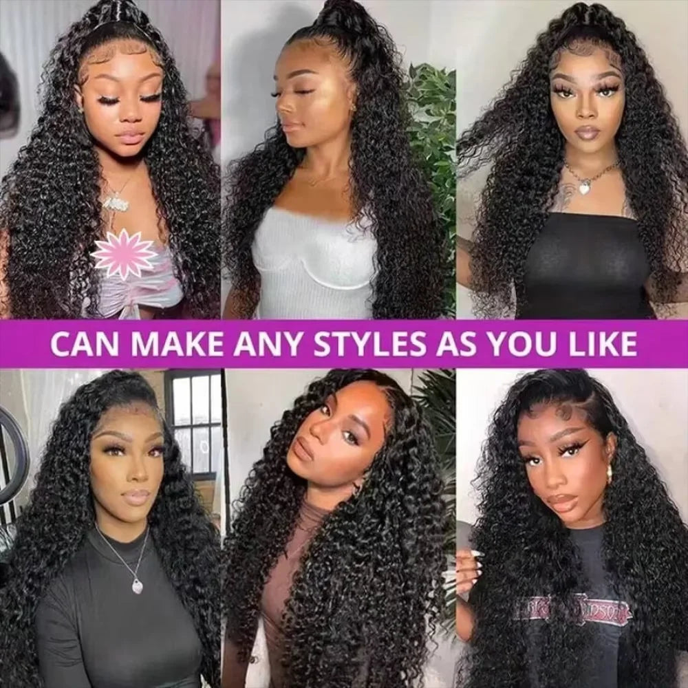 300 Density Curly 13x4 13x6 HD Lace Human Hair Wigs Pre Plucked Deep Wave Lace Frontal Wig 100% Human Hair Curly Wigs For Women Khamik Shop Online