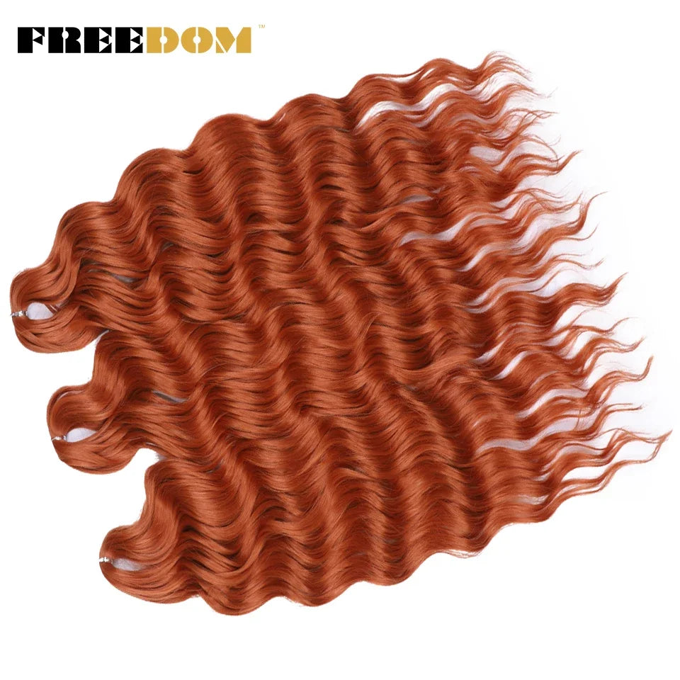 FREEDOM Synthetic Curly Braiding Hair Extensions 24 Inch/60 cm Long Deep Wavy Twist Crochet Braids Hair Ombre Brown Rainbow Hair Khamik Shop Online