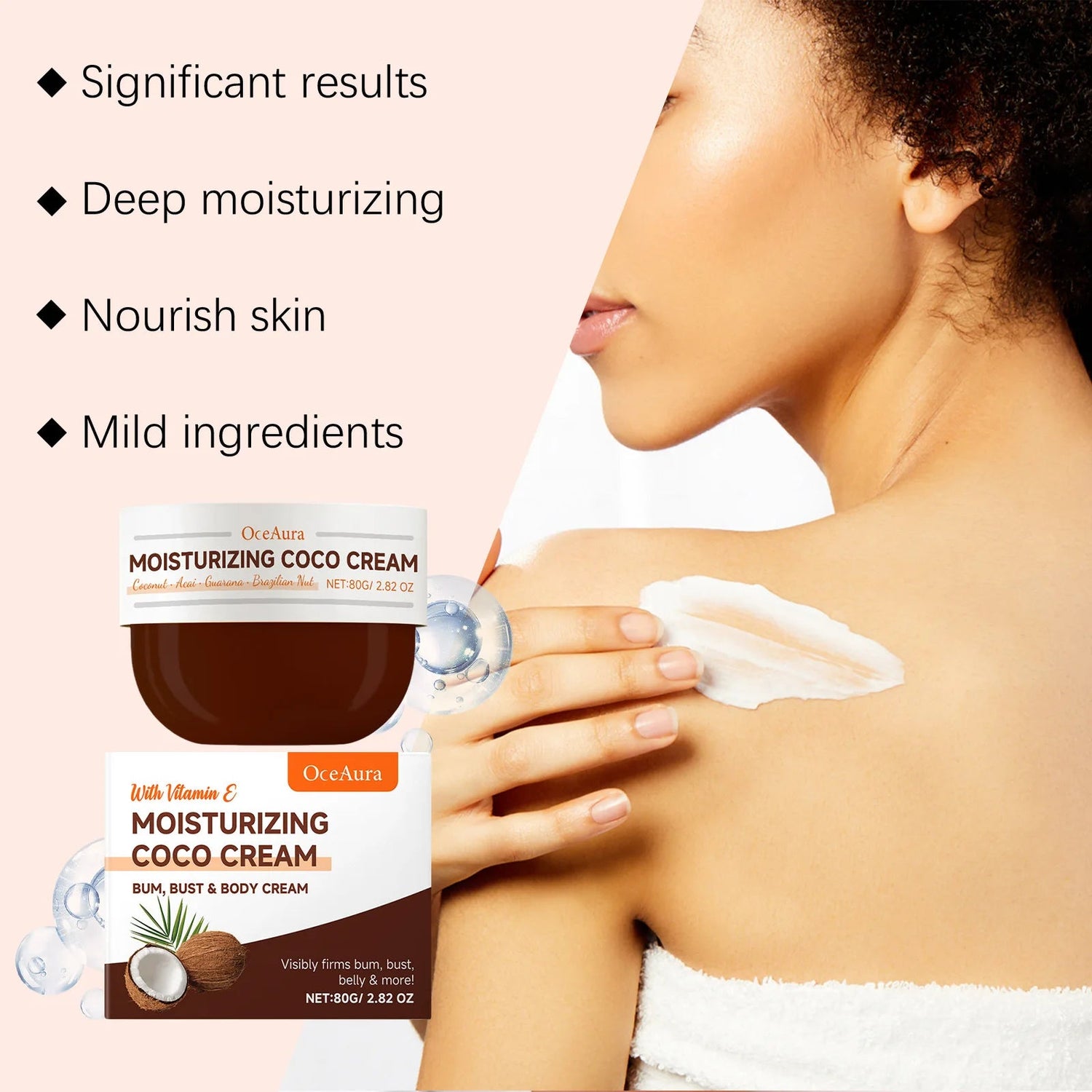 OCEAURA Coconut Oil Body Moisturizing Cream Relieve Dryness Enhance Elasticity Firm Skin Improve Dullness Coconut Oil Care Cream Khamik Shop Online